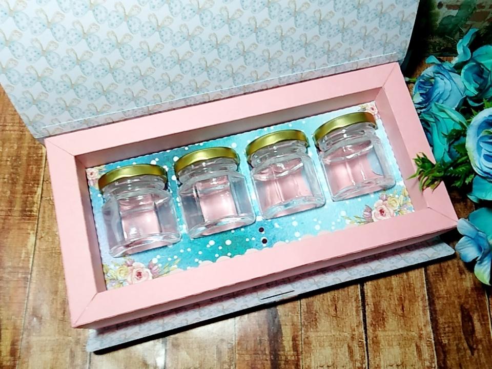 Arquivo de Corte Caixa 4 Potinhos de Vidro 30g Dia das Mães - ST