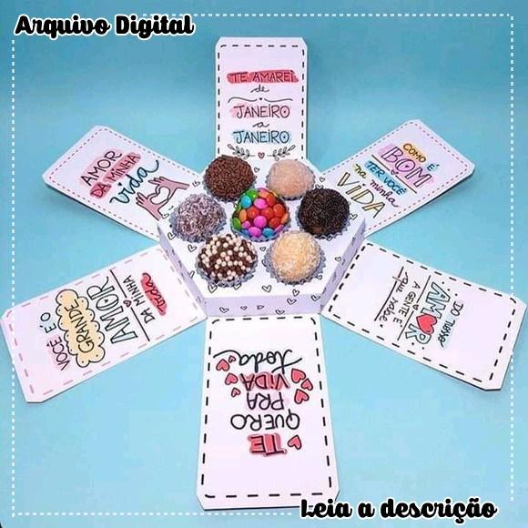 Arquivo de Corte Caixa Explosão 7 Doces 02 - Dia dos Namorados -