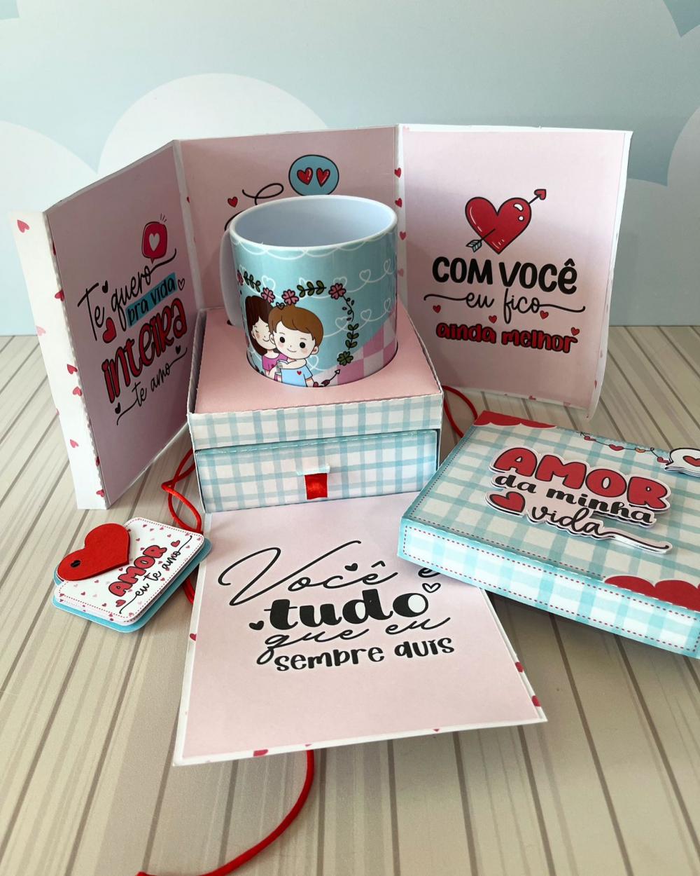 Arquivo de Corte Caixa Explosão Caneca e Gaveta 01 - Dia dos Nam