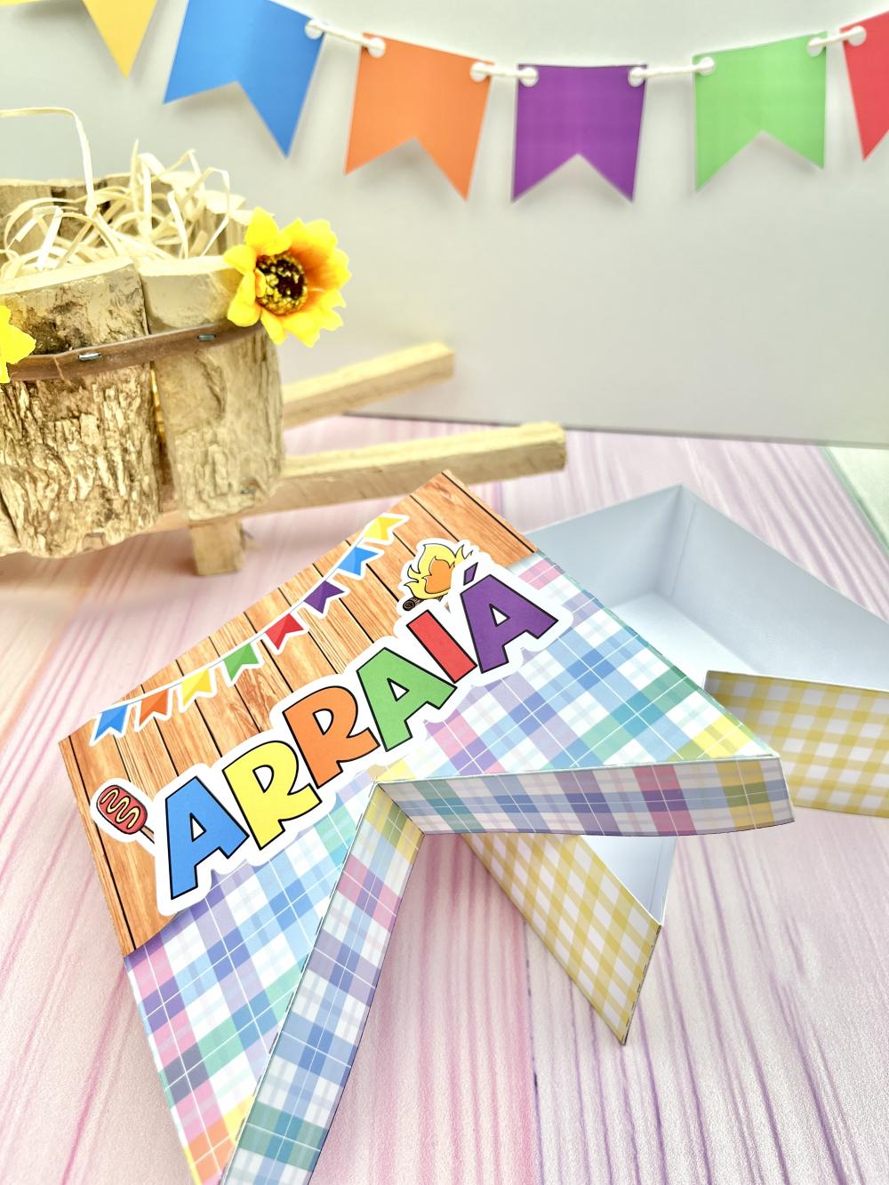 Arquivo de Corte Caixa Bandeirinha Festa Junina 45 - DXF, SVG, PD