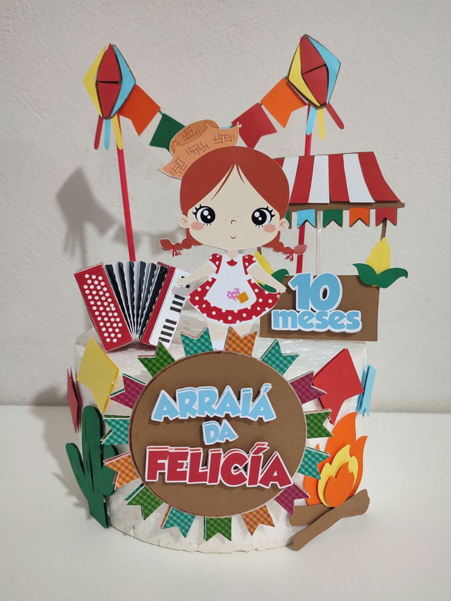 Arquivo de Corte Topo de Bolo Festa Junina 10 Studio/PDF/PNG