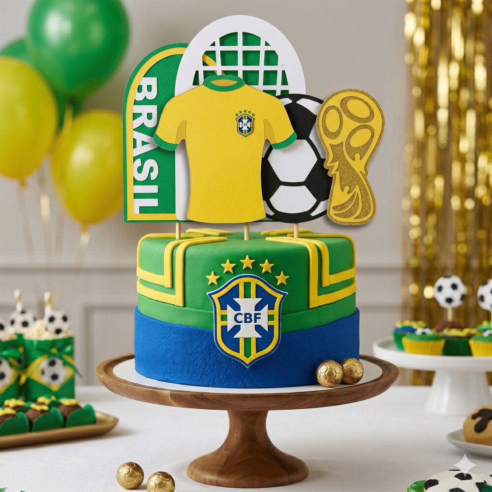 Arquivo de Corte Topo de Bolo Futebol Brasil 24 - Somente Studio