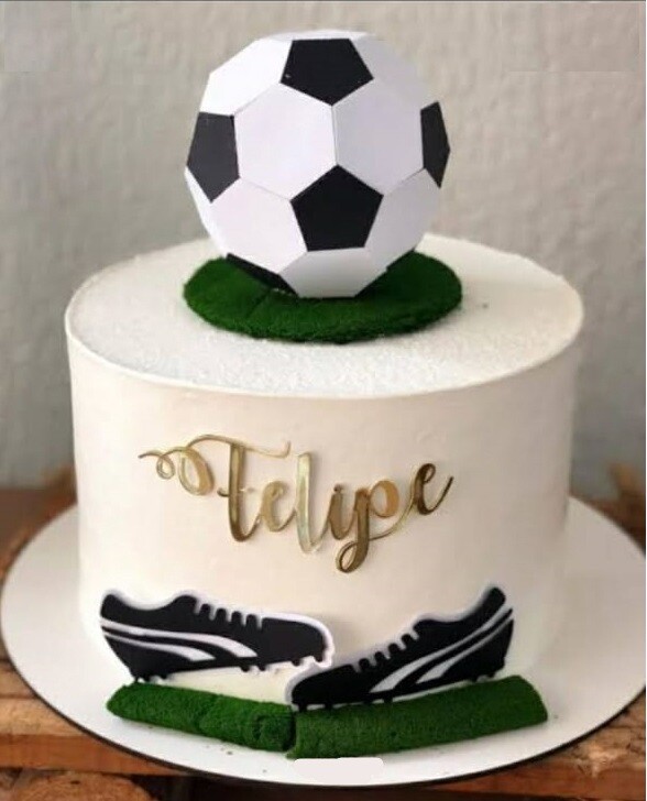 Arquivo de Corte Topo de Bolo Futebol Bola 3D - Studio/PDF/PNG