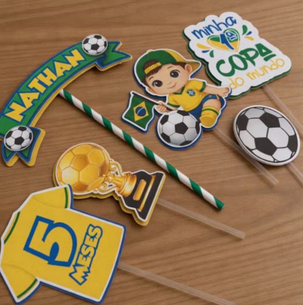 Arquivo de Corte Topo de Bolo Futebol Brasil 55 Copa- Somente Stu