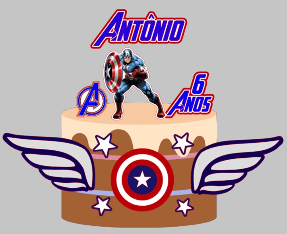 Arquivo de Corte Topo de Bolo Capitão América 01 - Somente Stud