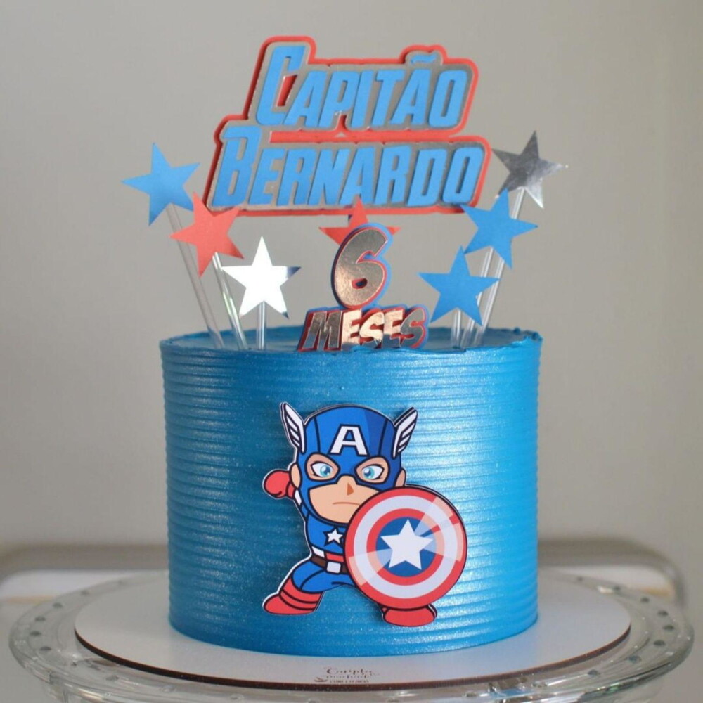Arquivo de Corte Topo de Bolo Capitão América 04 - Somente Stud