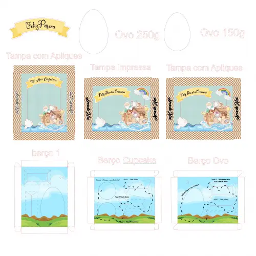 Arquivo de Corte Caixa Mini Confeiteiro Ovo Cupcake Arca de Noé 01