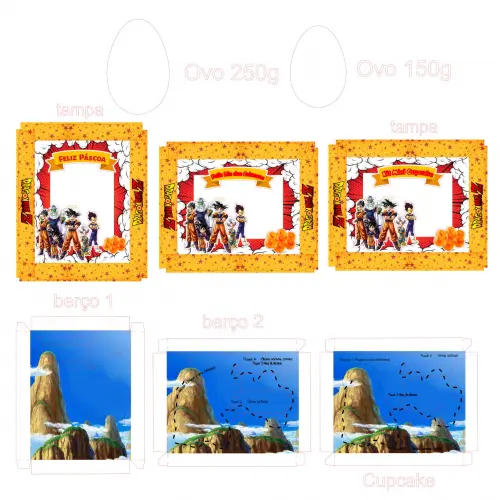 Arquivo de Corte Caixa Mini Confeiteiro Ovo Cupcake Dragon Ball Z 01