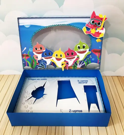 Arquivo de Corte Caixa Mini Confeiteiro Baby Shark 01 - STUDIO/PDF