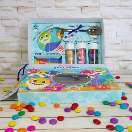 Arquivo de Corte Caixa Mini Confeiteiro Baby Shark 04 - STUDIO/PDF