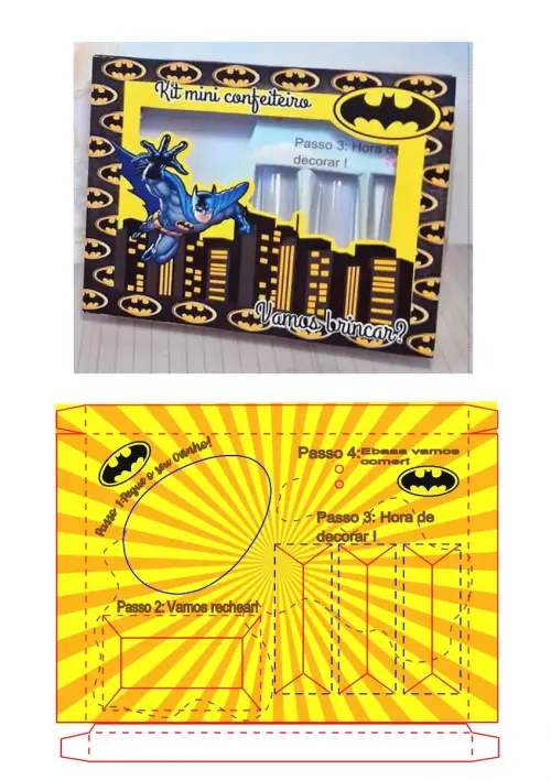 Arquivo de Corte Caixa Mini Confeiteiro Batman 01 - STUDIO/PDF