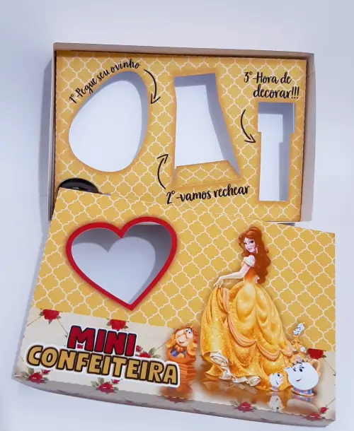 Arquivo de Corte Caixa Mini Confeiteiro Bela e a Fera 01 - STUDIO/PDF