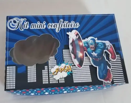 Arquivo de Corte Caixa Mini Confeiteiro Capitão América 02 - STUDIO/PDF
