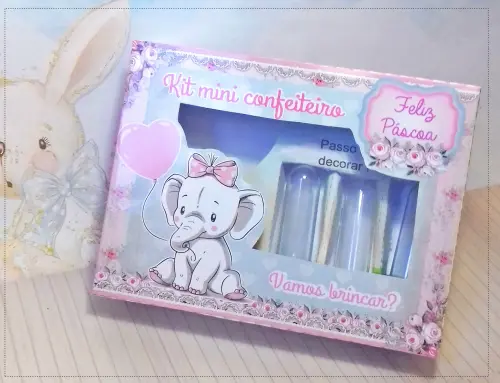 Arquivo de Corte Caixa Mini Confeiteiro Elefantinha 01 - STUDIO/PDF/JPG