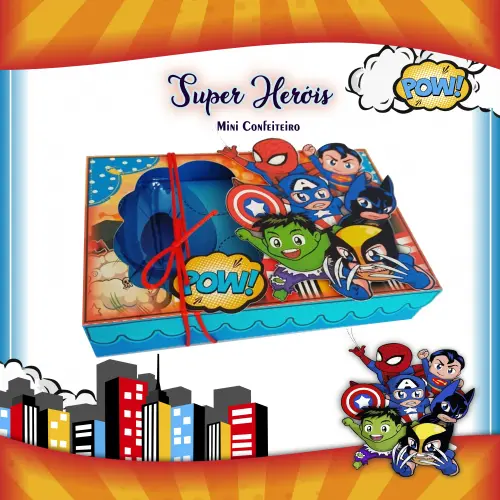 Arquivo de Corte Caixa Mini Confeiteiro Heróis 01 - STUDIO/PDF