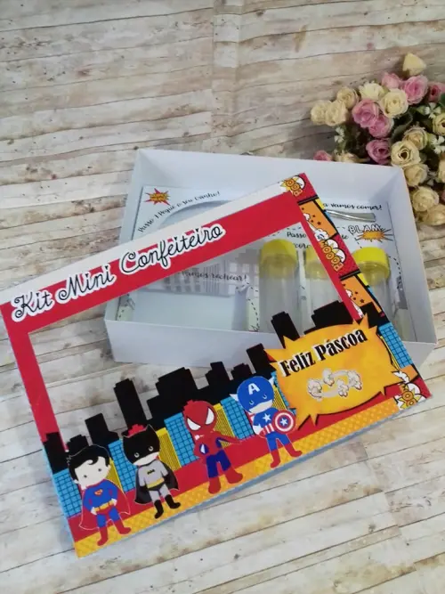 Arquivo de Corte Caixa Mini Confeiteiro Heróis 02 - STUDIO/PDF