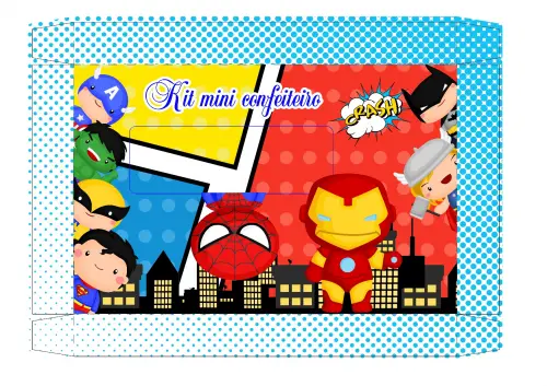 Arquivo de Corte Caixa Mini Confeiteiro Heróis 04 - STUDIO/PDF