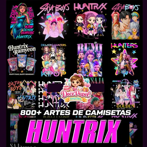 Kit Digital Png Guerreiras do K-Pop 08 Estampas Huntrix