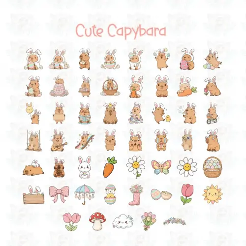 Kit Digital Png Capivara Páscoa 01