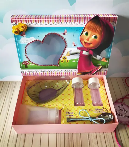 Arquivo de Corte Caixa Mini Confeiteiro Masha e o Urso 01 - STUDIO/PDF/PNG
