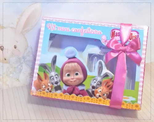 Arquivo de Corte Caixa Mini Confeiteiro Masha e o Urso 02 - STUDIO/PDF/JPG