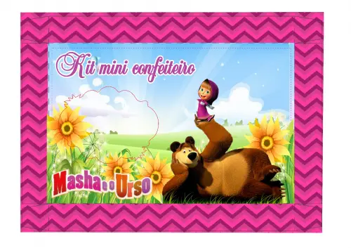 Arquivo de Corte Caixa Mini Confeiteiro Masha e o Urso 04 - STUDIO/PDF