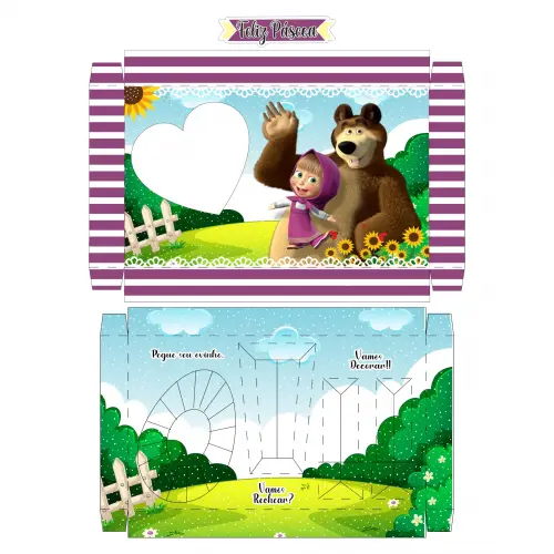 Arquivo de Corte Caixa Mini Confeiteiro Masha e o Urso 07 - STUDIO/PDF