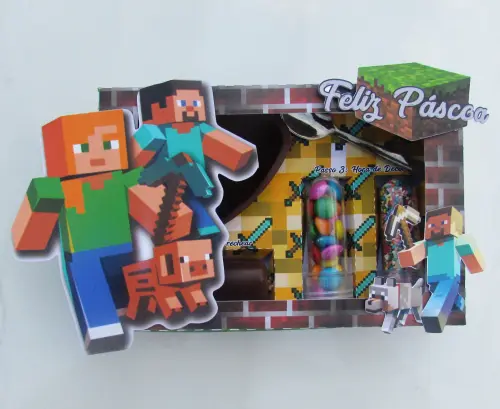 Arquivo de Corte Caixa Mini Confeiteiro Minecraft 02 - STUDIO/PDF