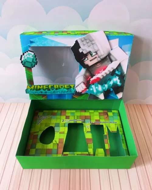 Arquivo de Corte Caixa Mini Confeiteiro Minecraft 08 - STUDIO/PDF