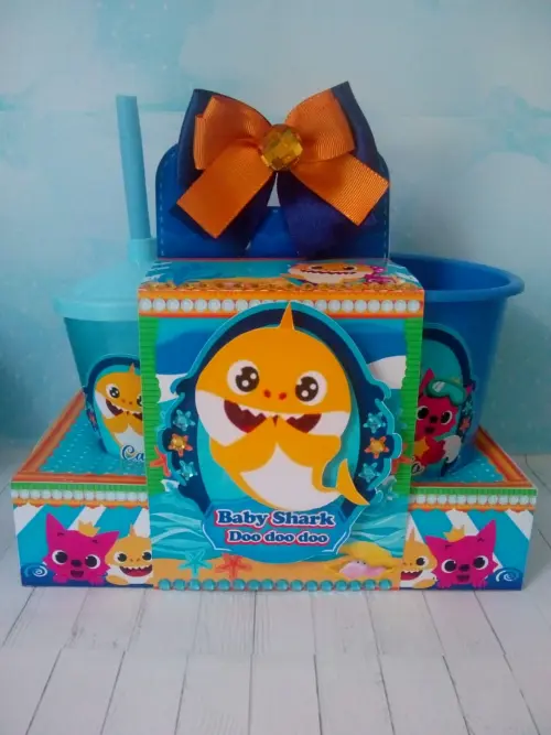 Arquivo de Corte Kit Cineminha Baby Shark 01 -Balde 1L Copo 300ml- Studio/PDF