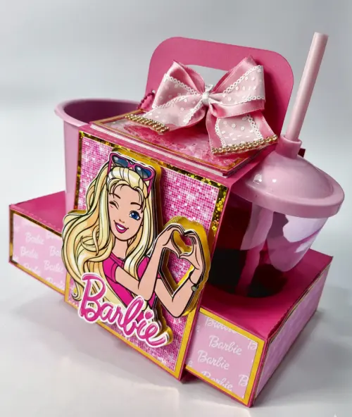 Arquivo de Corte Kit Cineminha Barbie 01 -Balde 1L Copo 300ml- Studio/PDF