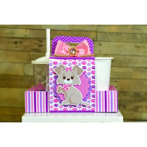 Arquivo de Corte Kit Cineminha Cachorrinho Menina -Balde 1L Copo 300ml- Studio/PDF