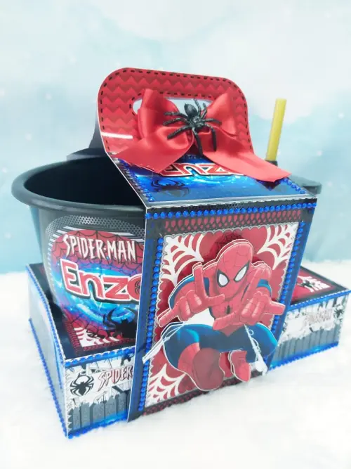Arquivo de Corte Kit Cineminha Homem Aranha -Balde 1L Copo 300ml- Studio/PDF