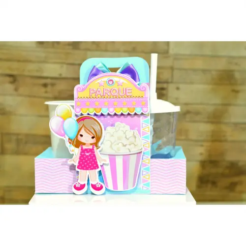 Arquivo de Corte Kit Cineminha Parque de Diversões Menina - Balde 1L Copo 300ml- Studio/PDF