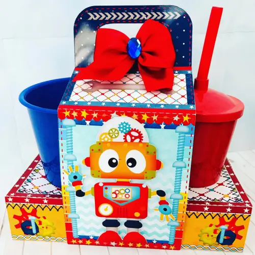 Arquivo de Corte Kit Cineminha Robôs -Balde 1L Copo 300ml- Studio/PDF