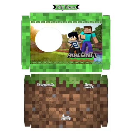 Arquivo de Corte Caixa Mini Confeiteiro Minecraft 11 - STUDIO/PDF