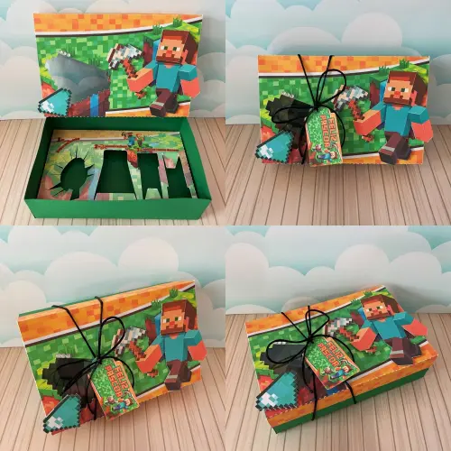 Arquivo de Corte Caixa Mini Confeiteiro Minecraft 12 - STUDIO/PDF