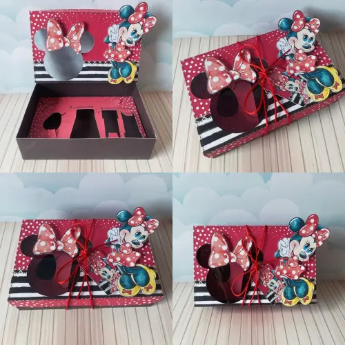 Arquivo de Corte Caixa Mini Confeiteiro Minnie 20 vermelha - STUDIO/PDF/PNG