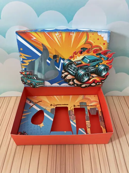 Arquivo de Corte Caixa Mini Confeiteiro Monsters Trucks 01 - STUD