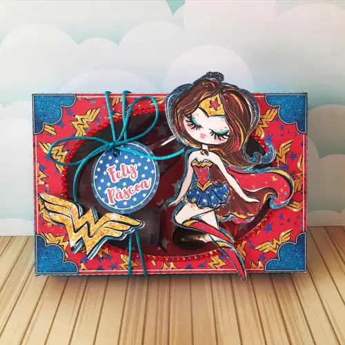 Arquivo de Corte Caixa Mini Confeiteiro Mulher Maravilha 01 - STUDIO/PDF/PNG