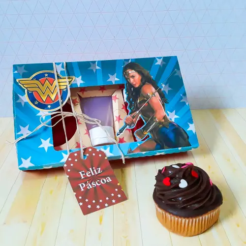 Arquivo de Corte Caixa Mini Confeiteiro Mulher Maravilha 04 - STUDIO/PDF