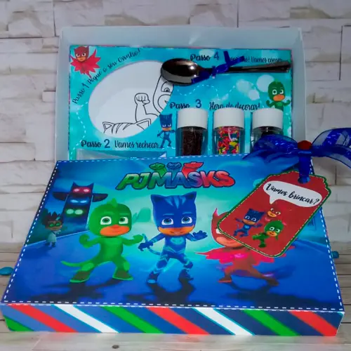 Arquivo de Corte Caixa Mini Confeiteiro PJ Masks 07 - Apenas Studio