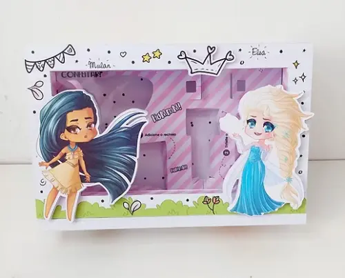 Arquivo de Corte Caixa Mini Confeiteiro Princesas 04 - Studio/PDF/PNG