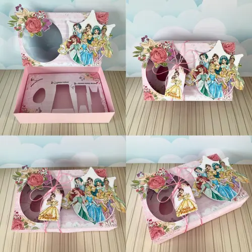 Arquivo de Corte Caixa Mini Confeiteiro Princesas 06 - Studio/PDF/PNG