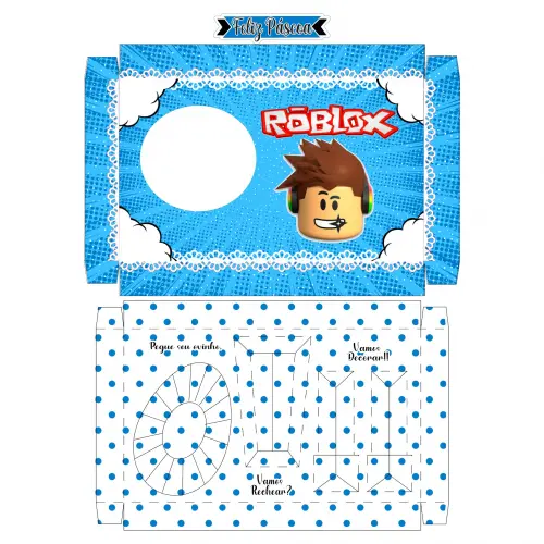 Arquivo de Corte Caixa Mini Confeiteiro Roblox 09 AZUL - Studio/PDF