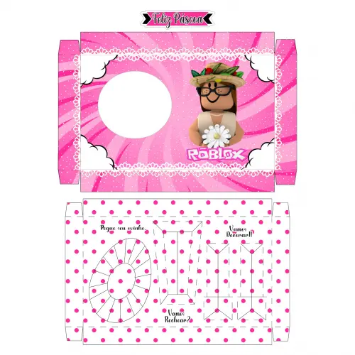 Arquivo de Corte Caixa Mini Confeiteiro Roblox 10 ROSA - Studio/PDF