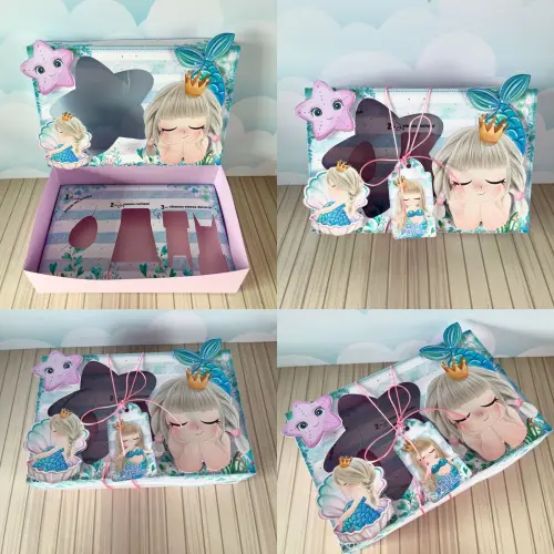 Arquivo de Corte Caixa Mini Confeiteiro Sereia 04 - STUDIO/PDF/PNG