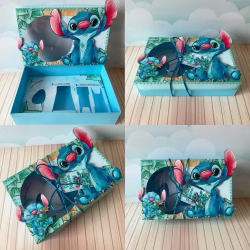 Arquivo de Corte Caixa Mini Confeiteiro Stitch 02 - Studio/PDF/PNG