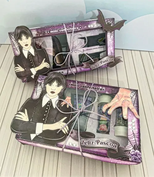 Arquivo de Corte Caixa Mini Confeiteiro Wandinha 01 - Studio/PDF/PNG