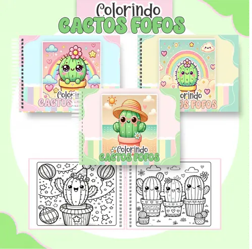 Arquivo Digital Livro de Colorir Cactos Fofos PDF